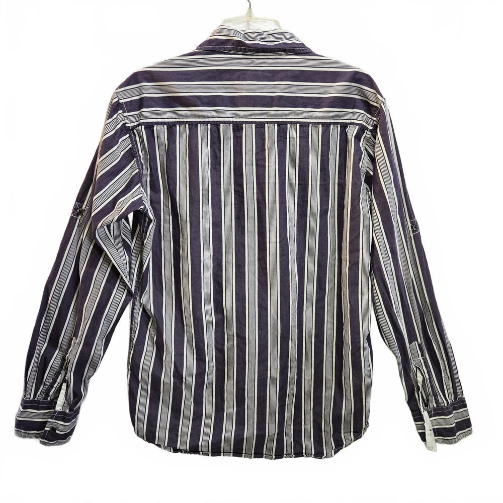 Esprit Men's XL Slim Fit Purple Striped Button Up Shirt Long Sleeve Roll Tab - Picture 2 of 9